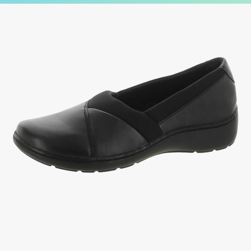 Clark’s Women's Cora Charm Leather Slip-On Flats Black Size 5 1/2 NEW